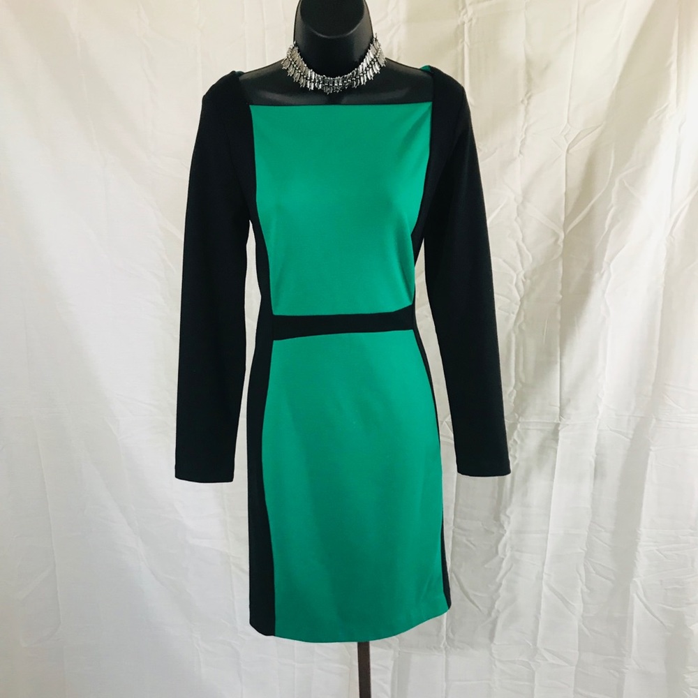 Narciso Rodriguez Green and Black Block Dress